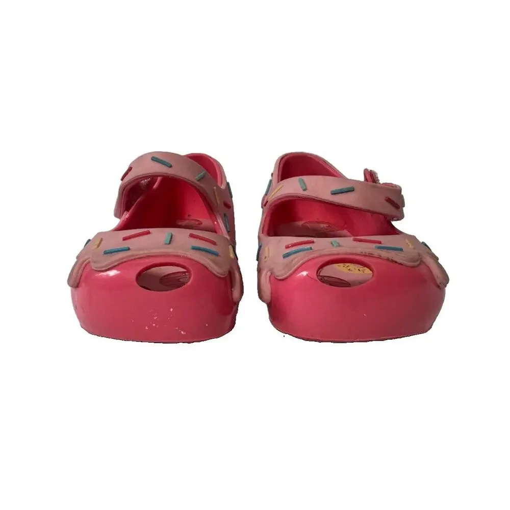 Mini Melissa Toddler Girls Size 5 Pink Donut Sprinkle Jelly Mary Jane Shoes